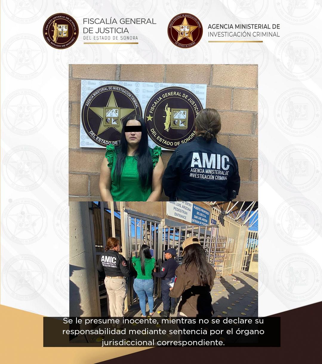 Captura AMIC en San Luis Río Colorado a mujer extranjera con orden de arresto vigente en Estados Unidos
