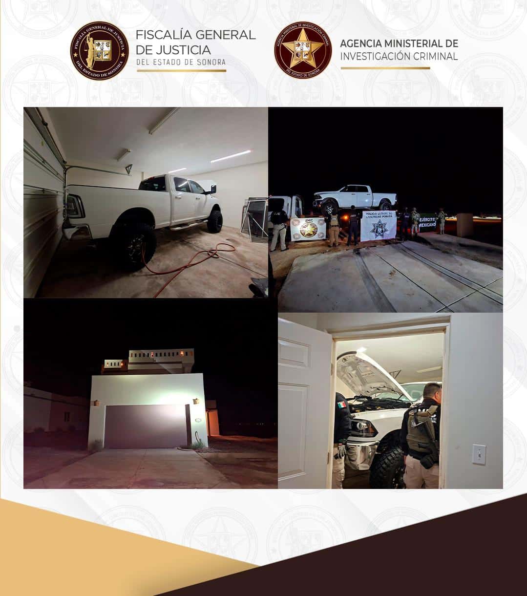 Operativo conjunto en Caborca asegura droga y vehículo en cateo