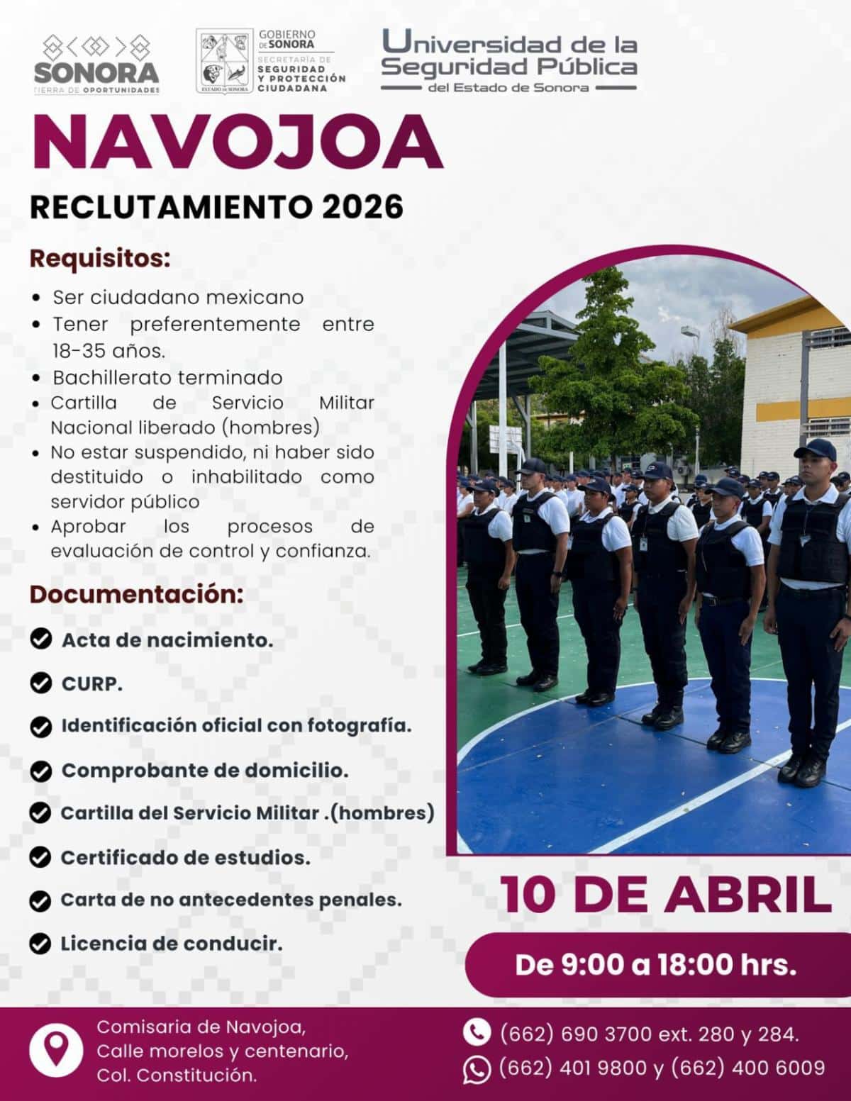 Abre USP convocatoria en el sur de Sonora para formar Policía Preventivo