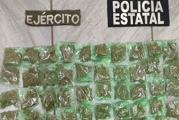 Acciones de combate al delito de la Policía Estatal y Defensa incautan narcótico en Caborca