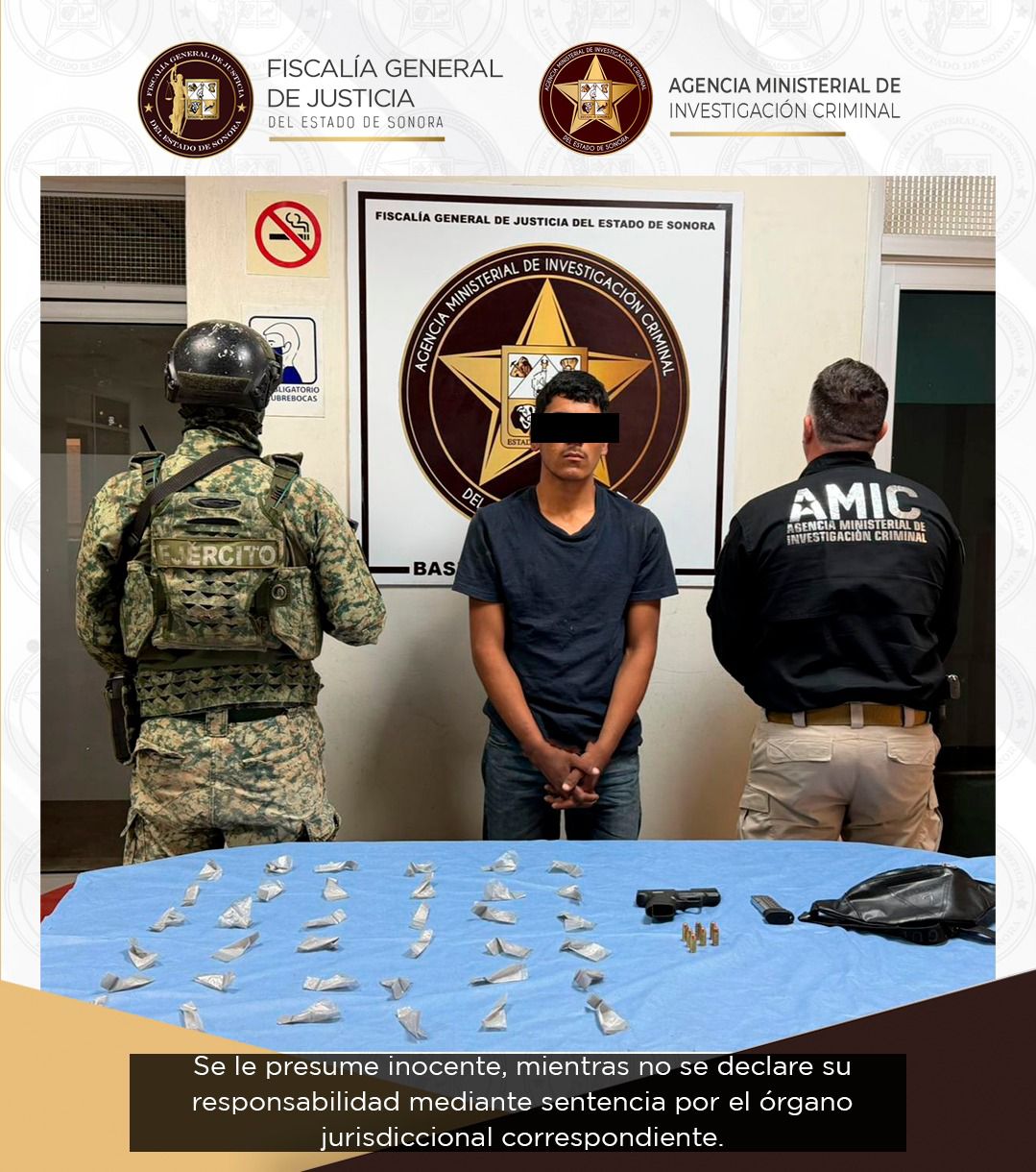 FGJES detiene a Javier Ernesto “N” por narcomenudeo y portación de arma en Cajeme