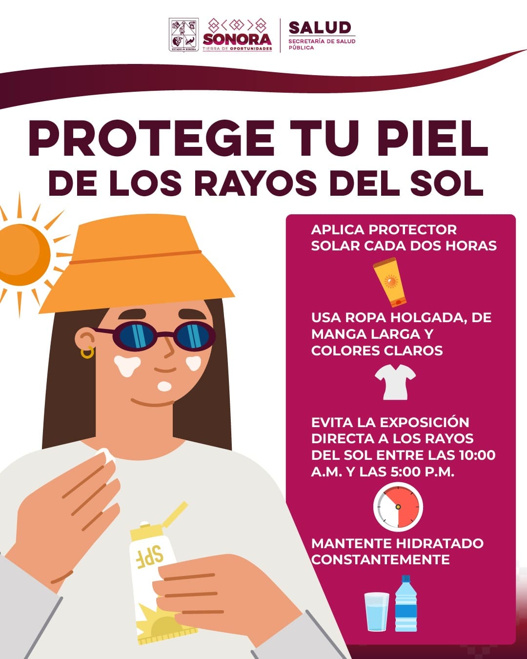 Llama Salud Sonora a prevenir quemaduras solares durante actividades recreativas