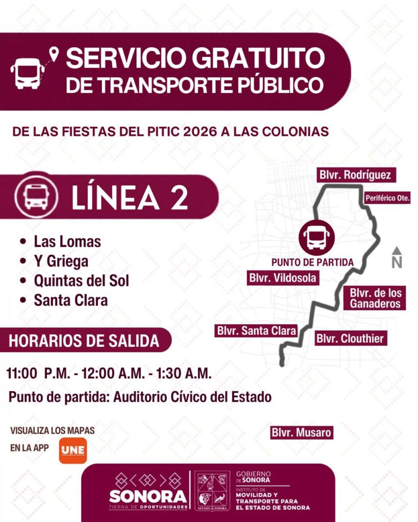 Facilita Gobierno de Sonora transporte gratuito nocturno en Hermosillo del 21 al 24 de mayo 3 257