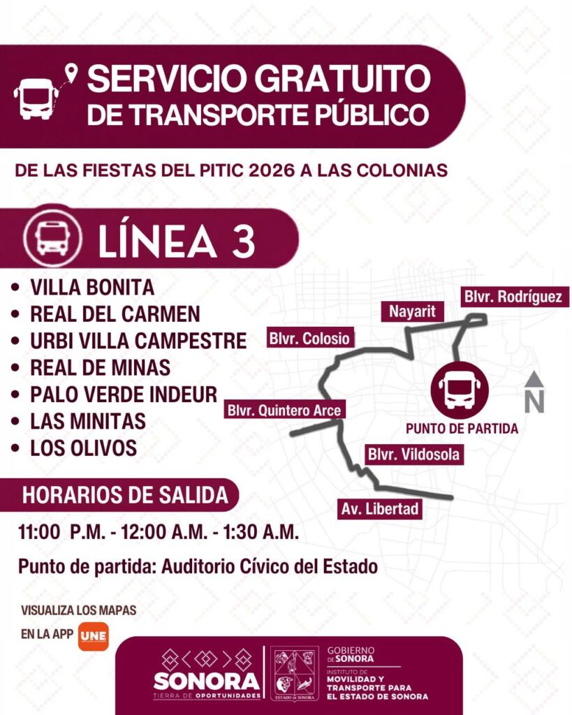 Facilita Gobierno de Sonora transporte gratuito nocturno en Hermosillo del 21 al 24 de mayo 2 258
