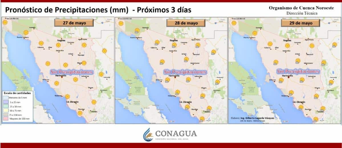 CEPC pronostica descenso ligero de temperaturas y fuertes rachas de viento en Sonora
