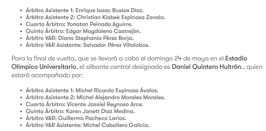 Árbitros designados para la gran final de la Liga MX 1 image