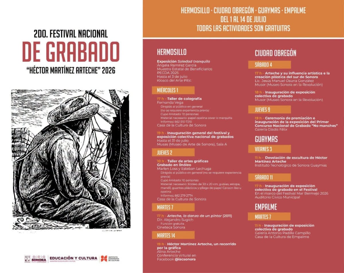 Anuncia Gobierno de Sonora segundo festival nacional de grabado