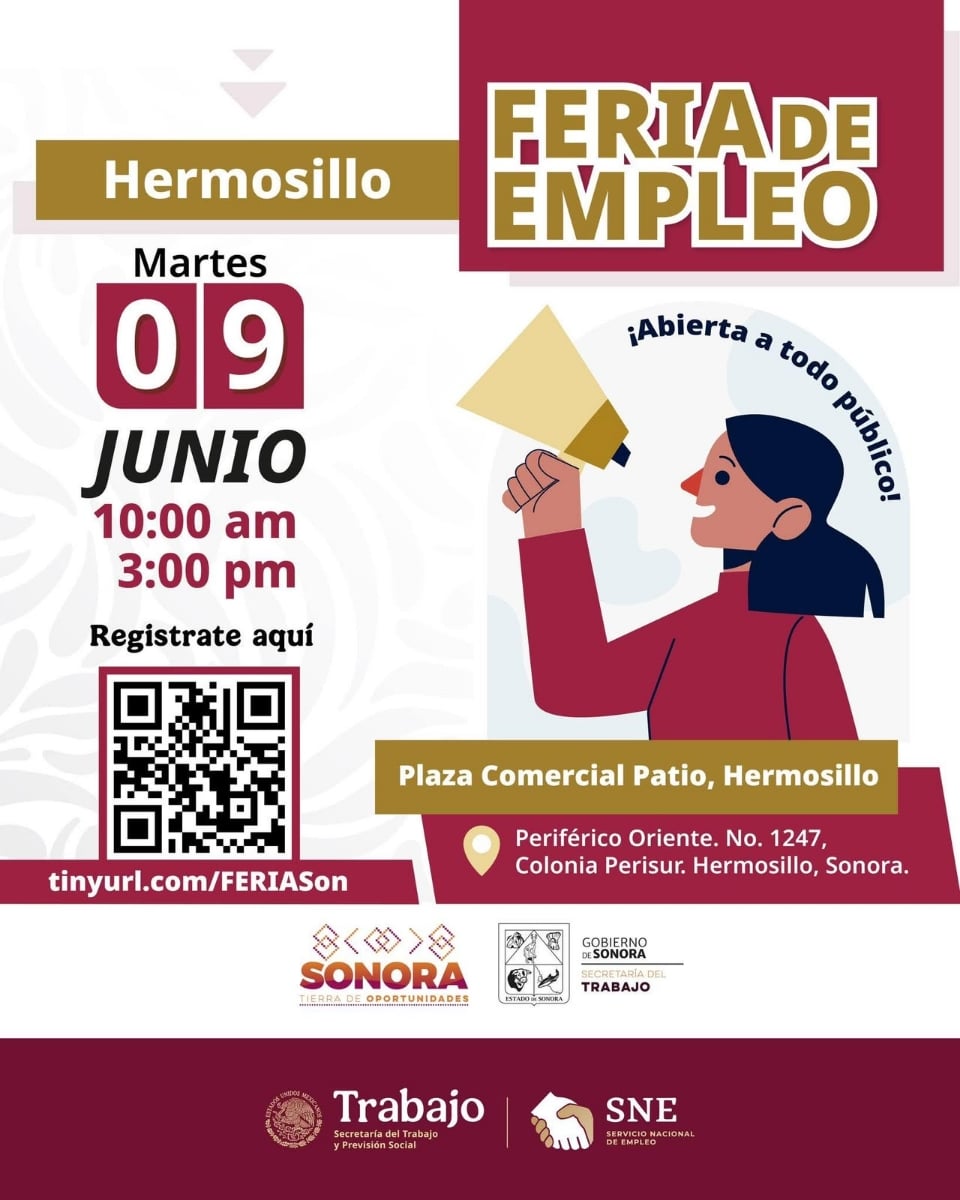 Gobierno de Sonora invita a participar en la próxima Feria de Empleo