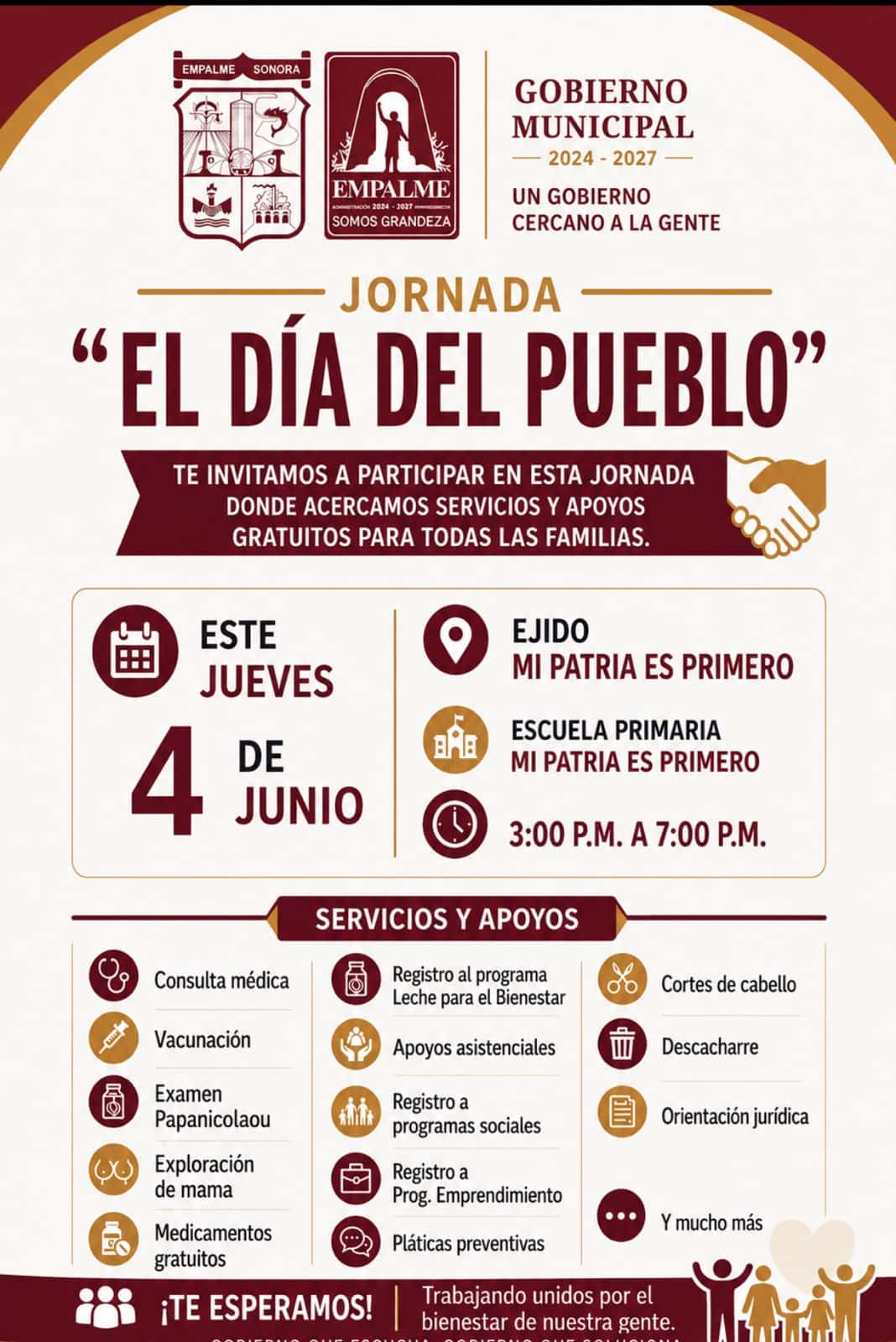 ‘El Día del Pueblo’ llegará al ejido Mi Patria es Primero este jueves