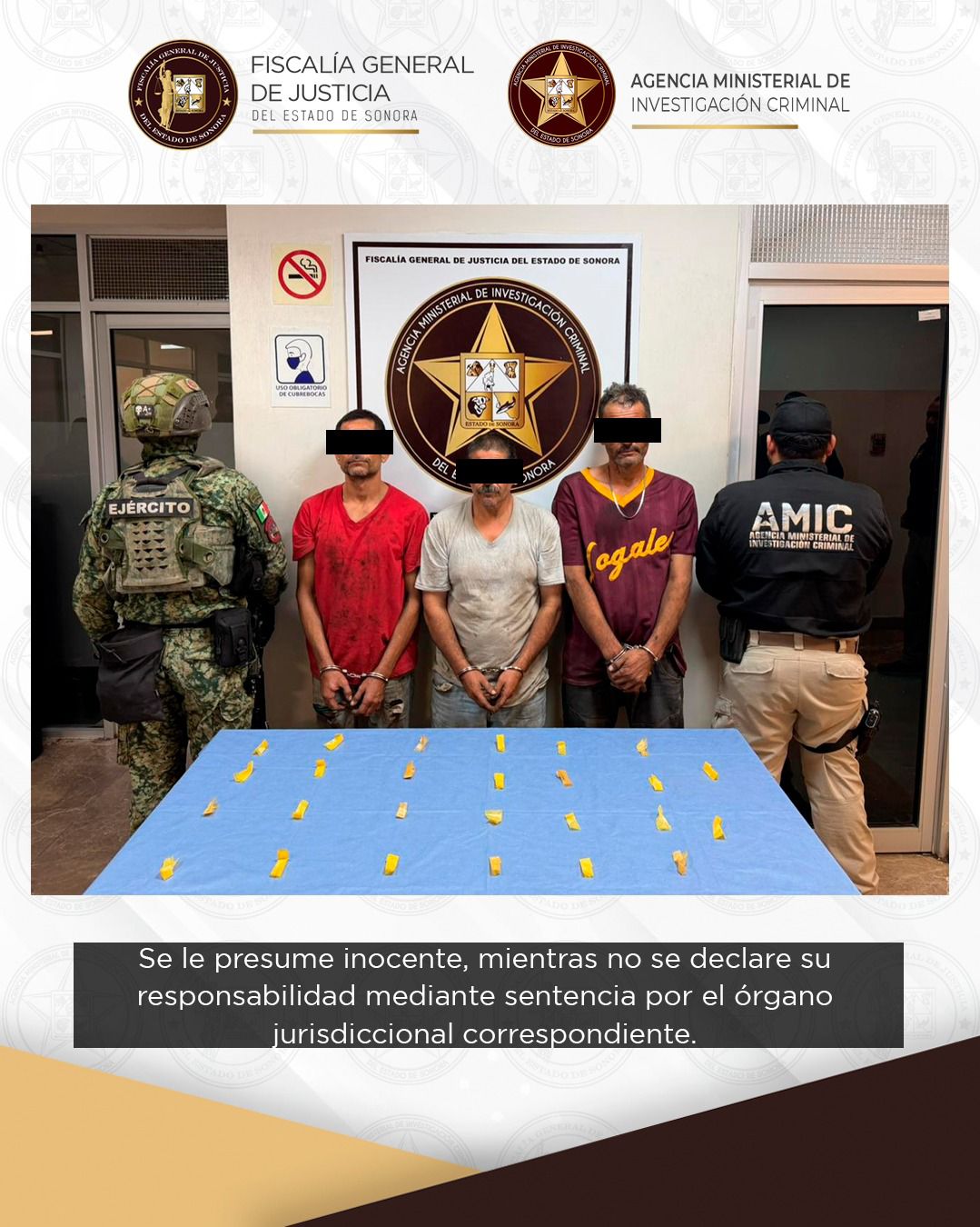 Cateo conjunto AMIC-DEFENSA en Cajeme deja tres detenidos y narcótico asegurado