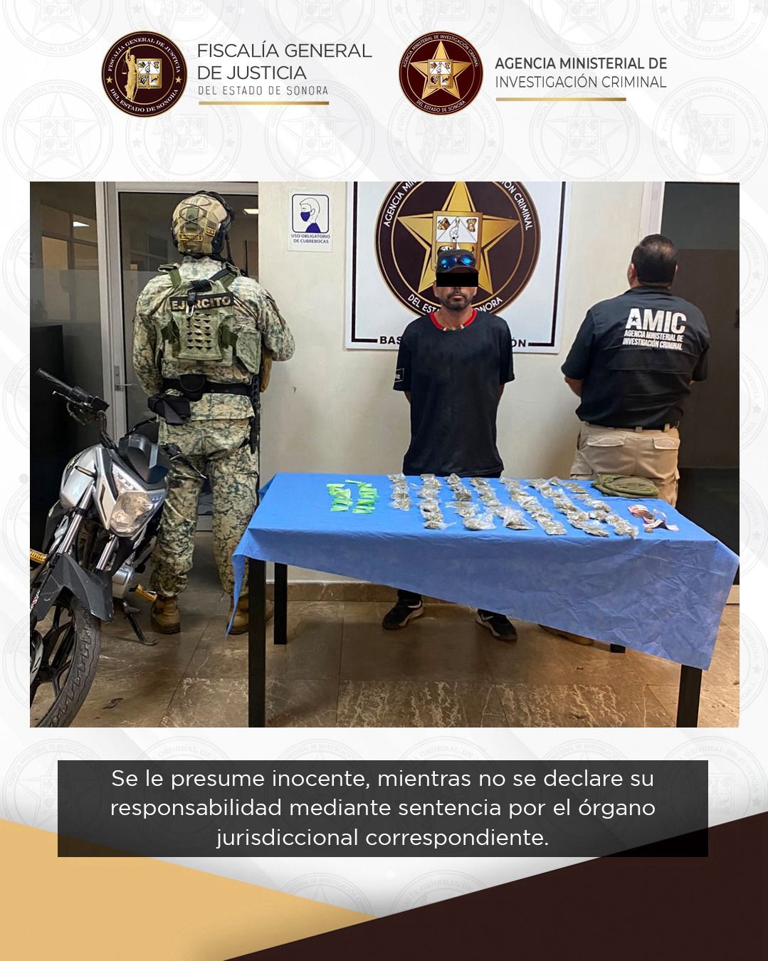 Aseguran AMIC y DEFENSA a sujeto con droga en Cajeme