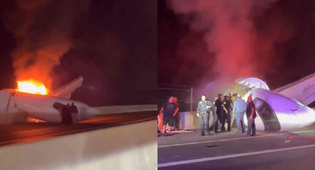 Jet privado se desploma en autopista de Texas; deja un muerto y cinco heridos 1 image