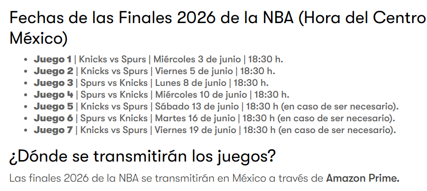 ¿Cuándo y dónde ver las Finales de la NBA 2026 entre Knicks y Spurs? 2 image