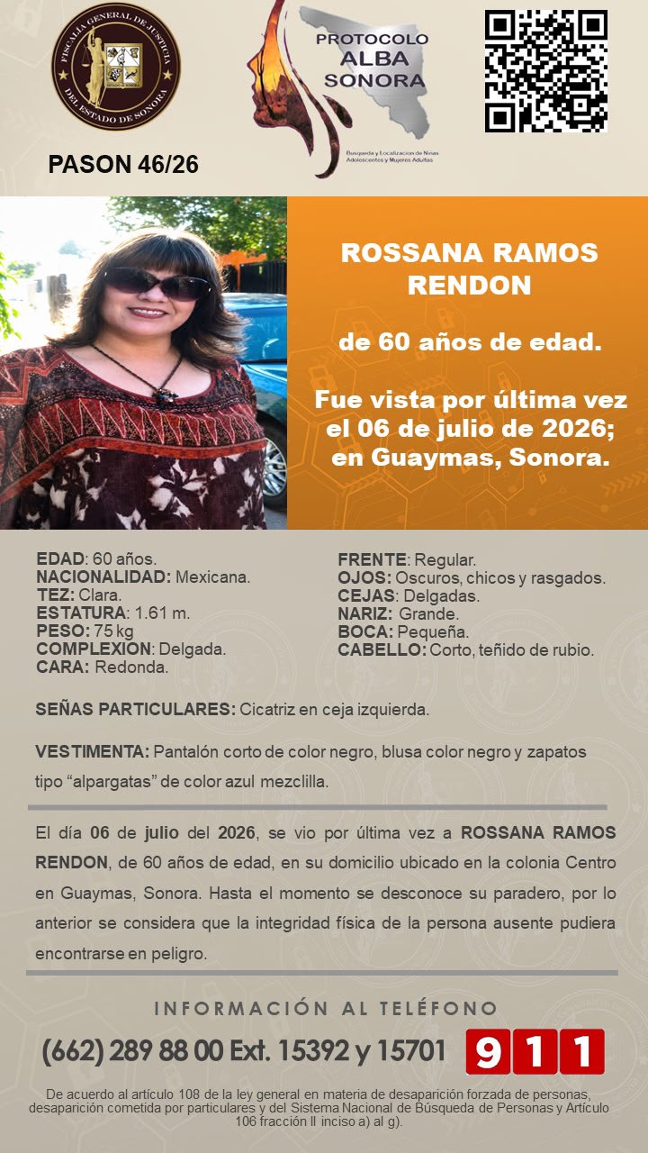 Desaparece mujer en Guaymas