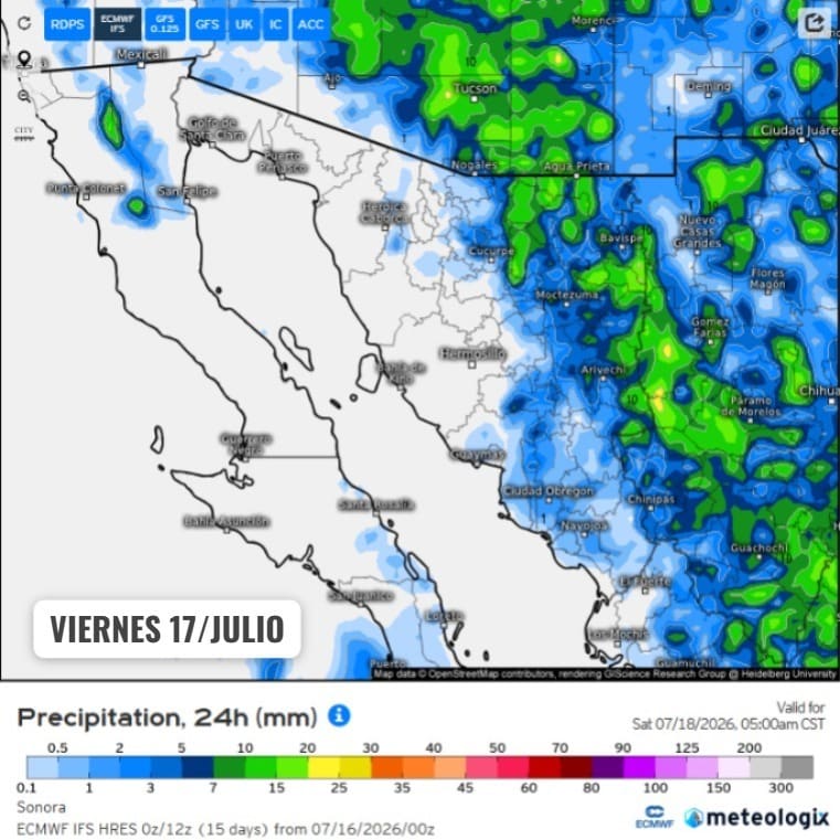 Emite Protección Civil Sonora recomendaciones ante pronóstico de lluvias y vientos fuertes