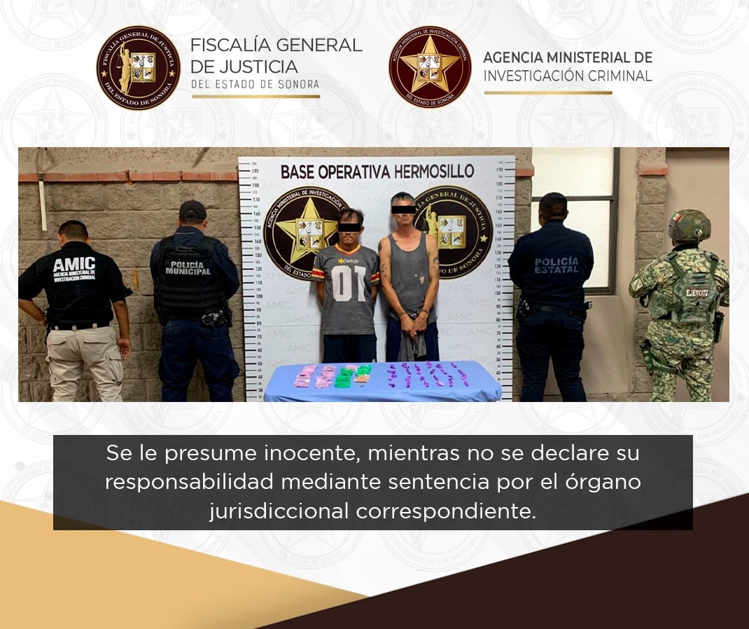 Cateo conjunto permite la detención de dos sujetos por narcomenudeo en Hermosillo