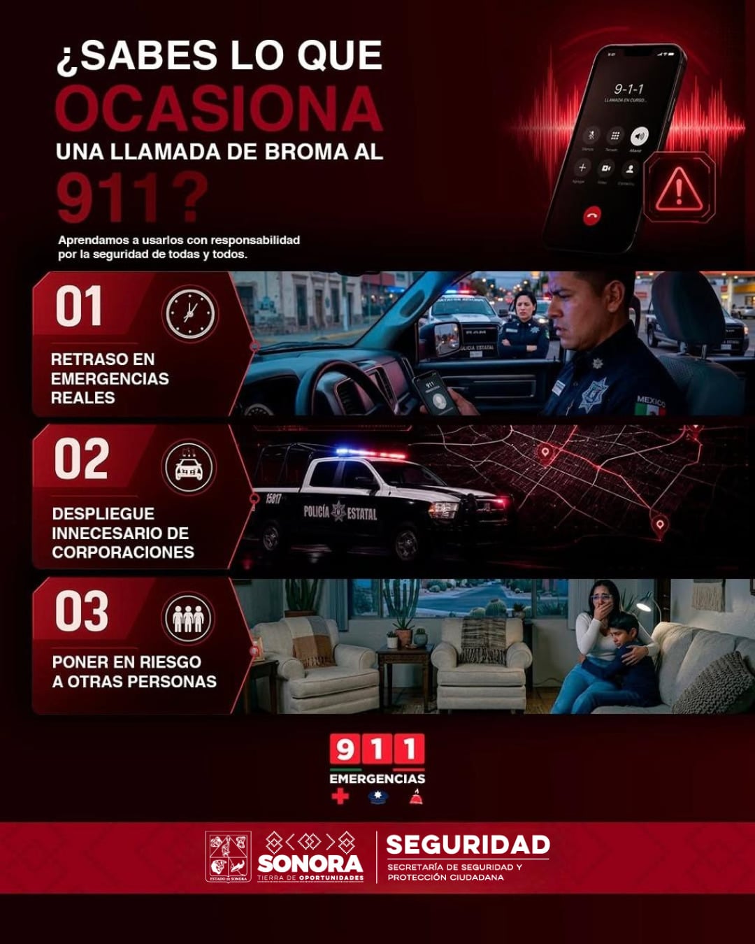 Reitera SSPC Sonora el llamado al uso responsable del 9-1-1