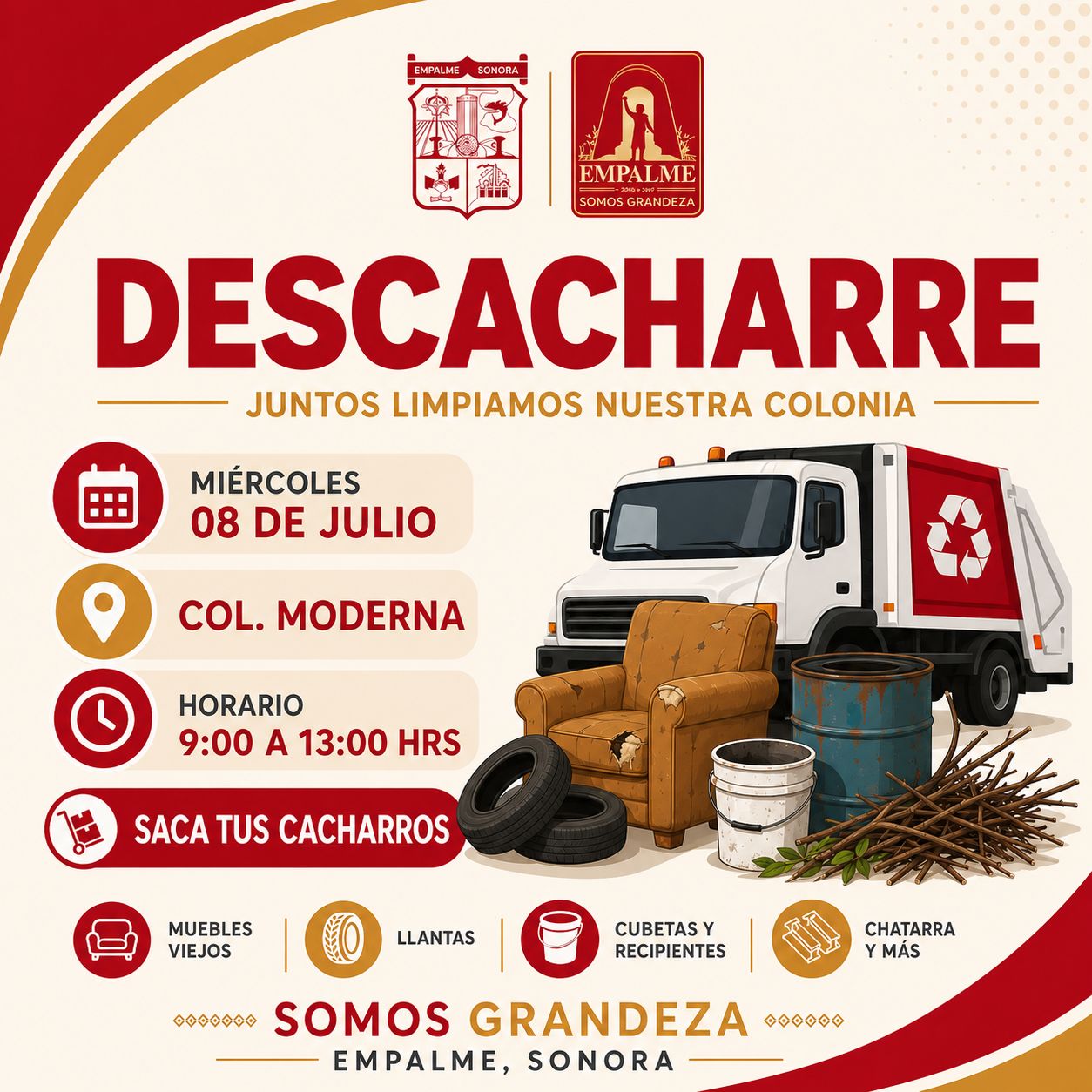 Llevará Gobierno de Empalme jornadas de descacharre a la colonia Moderna y al ejido Antonio Rosales