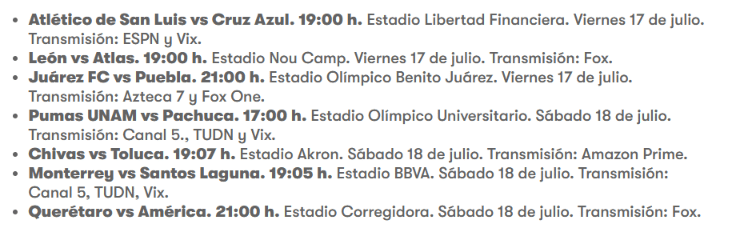 Liga MX: Horarios y dónde ver la Jornada 1 2 image