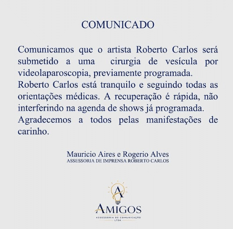 Roberto Carlos fue hospitalizado por cirugía de vesícula 1 image