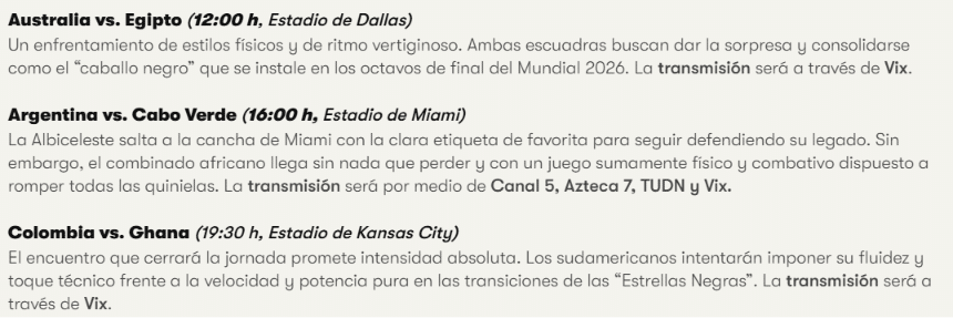 Mundial 2026: Horarios y dónde ver los partidos del viernes 2 image