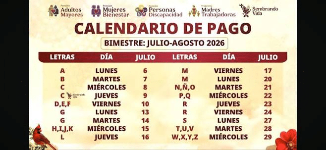 Publican calendario de pagos de la Pensión Bienestar para el bimestre julio-agosto 1 image