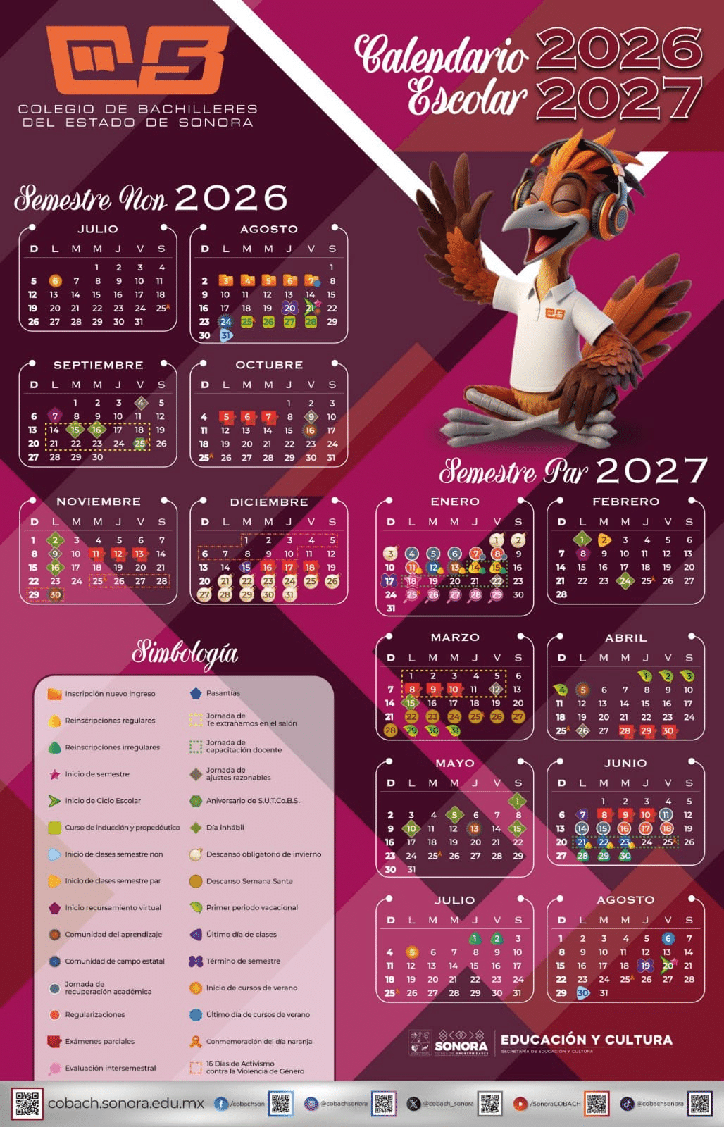 Cobach Sonora comparte calendario escolar 2026-2027 para su comunidad educativa