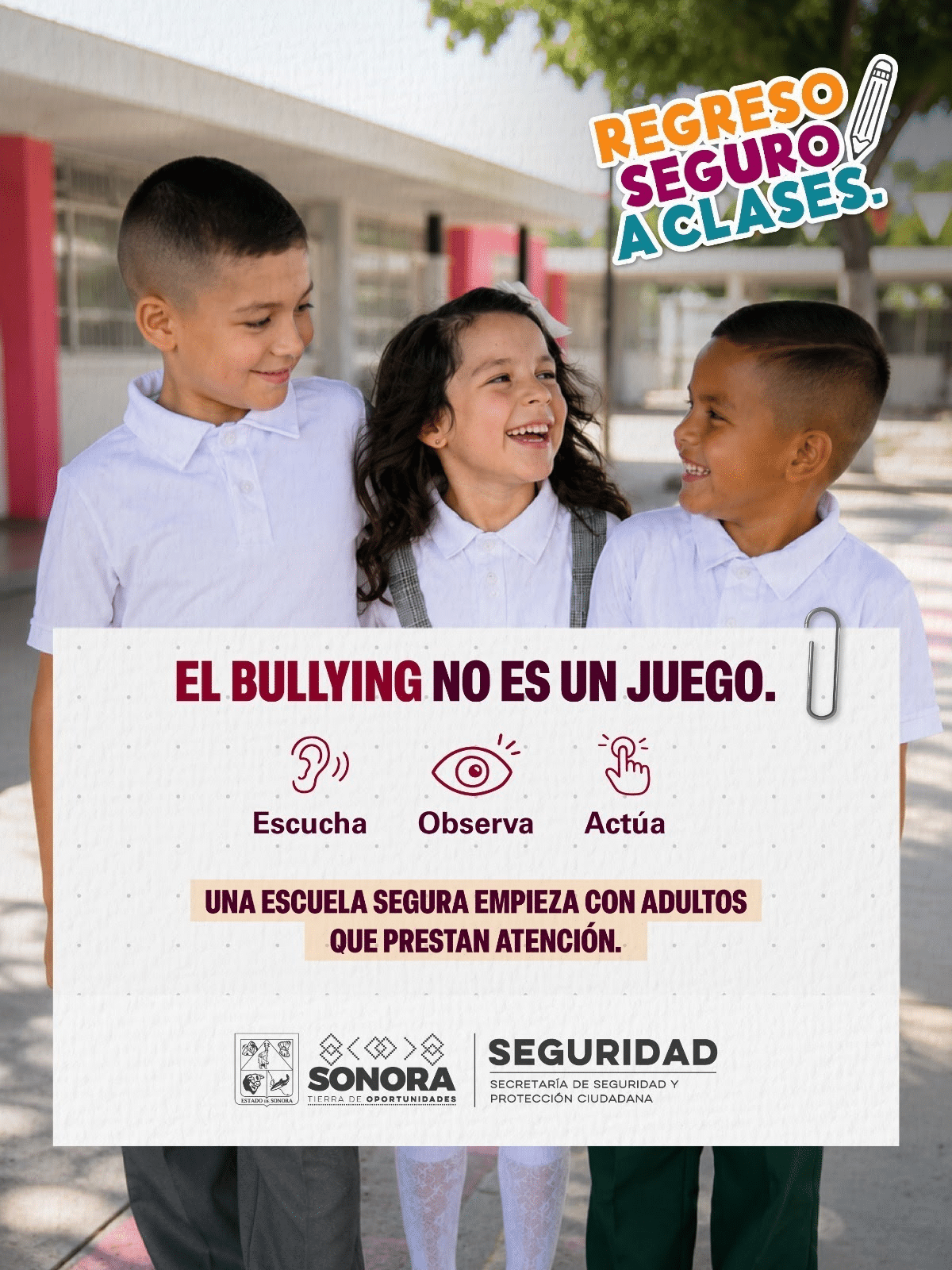 Prioriza Secretaría de Seguridad prevención del bullying en escuelas de Sonora