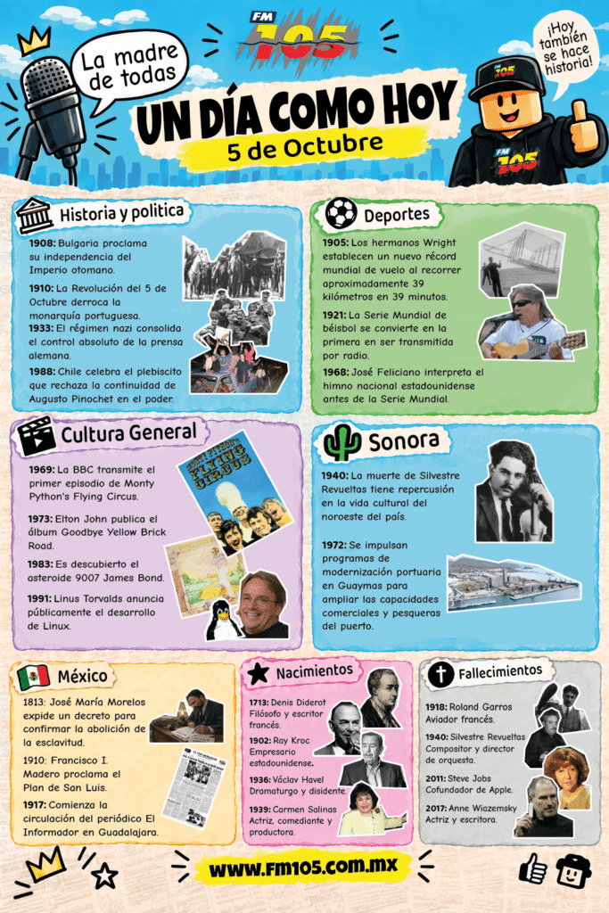 UN DÍA COMO HOY | 5 de Octubre 1 5Oct