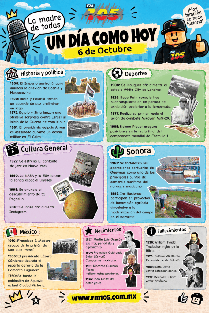 UN DÍA COMO HOY | 6 de Octubre 1 6Oct