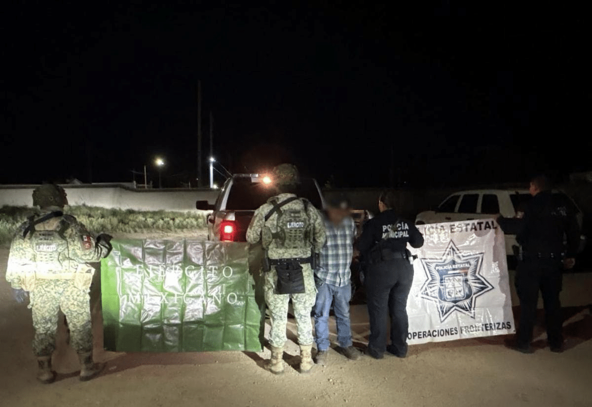 Detiene operativo coordinado a hombre con más de 100 envoltorios de narcótico en Agua Prieta