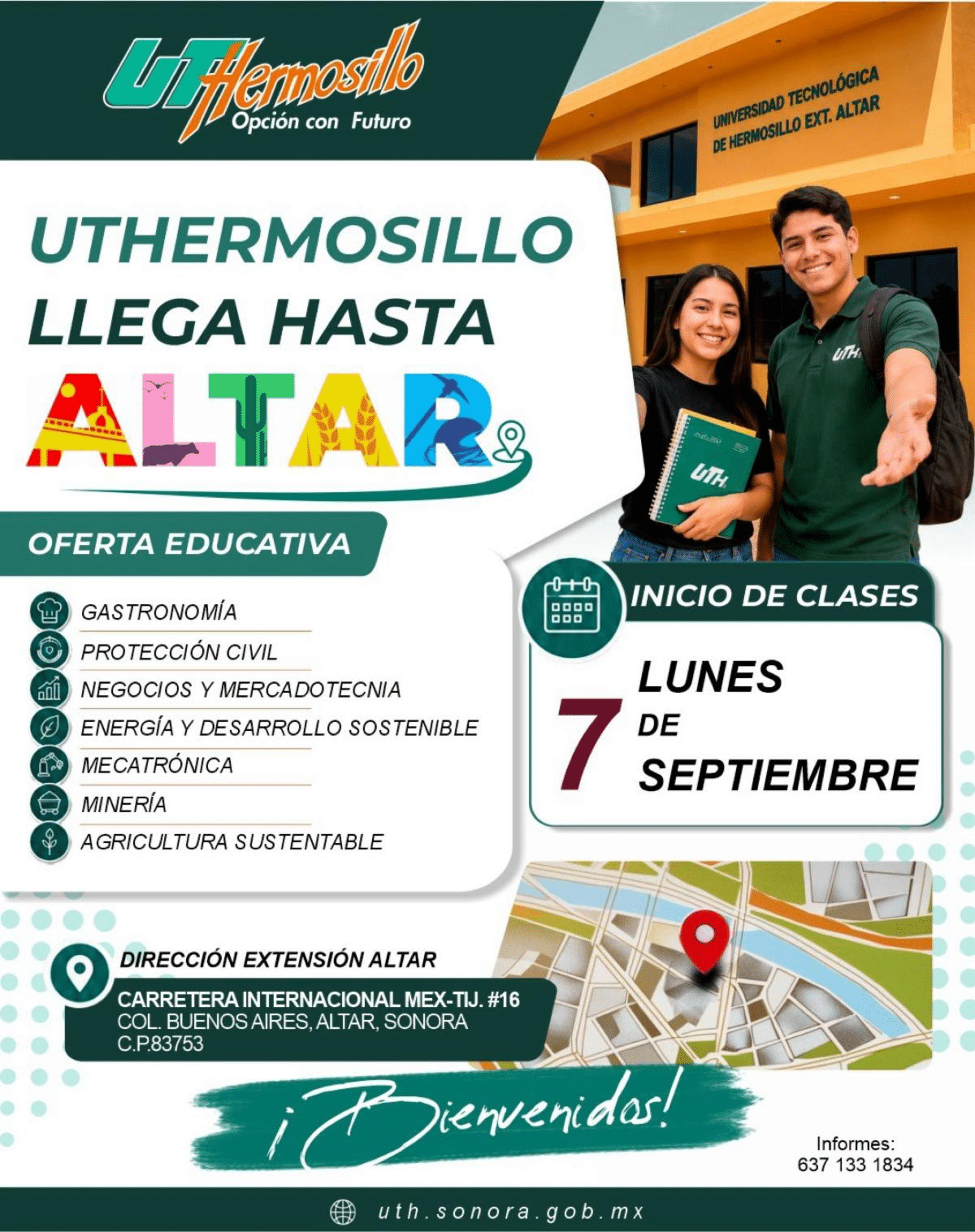 Acerca Gobierno de Sonora educación superior a la región del Río Altar: UTHermosillo