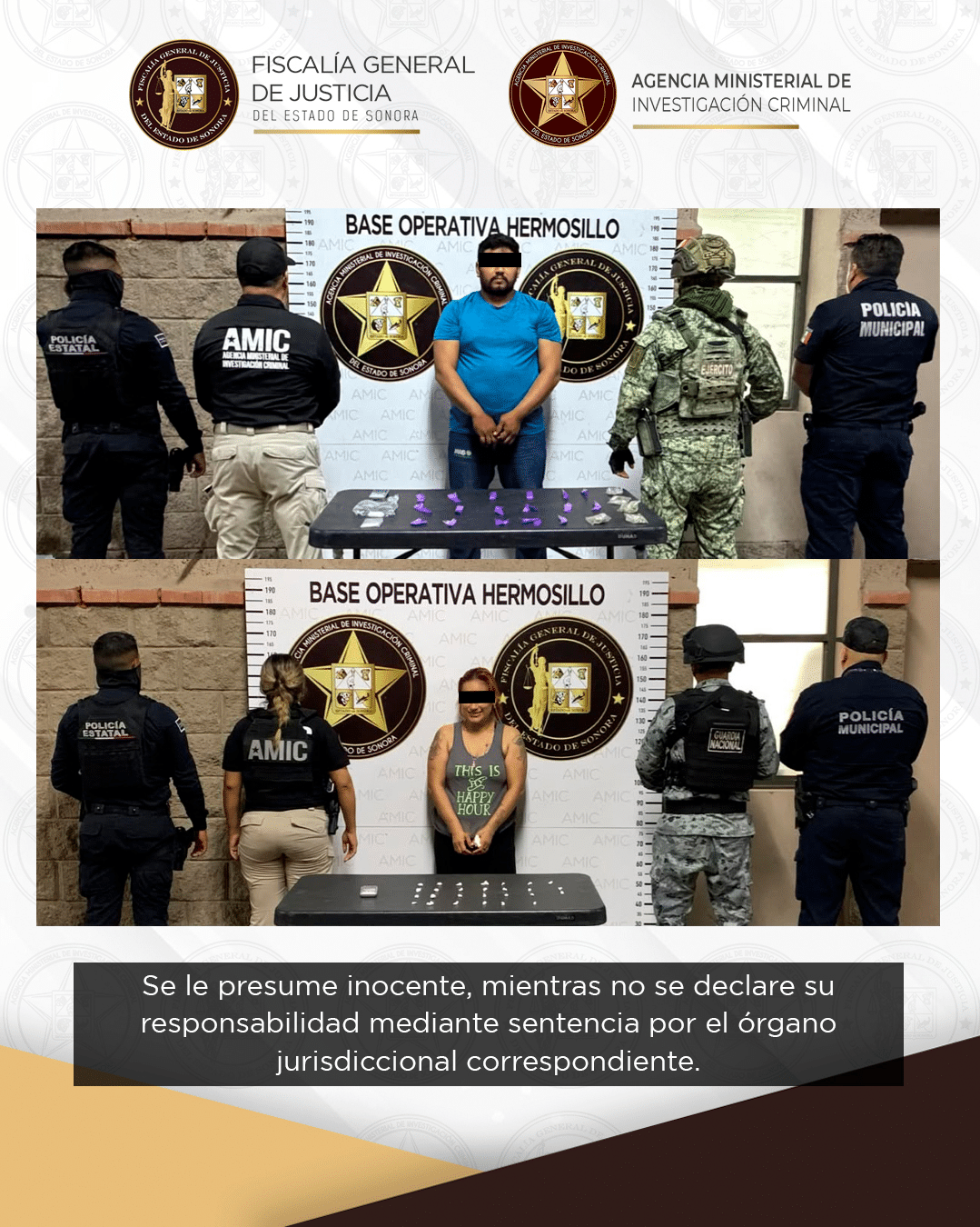 Dos cateos coordinados por AMIC en Hermosillo dejan dos detenidos y 50 envoltorios con narcótico asegurados