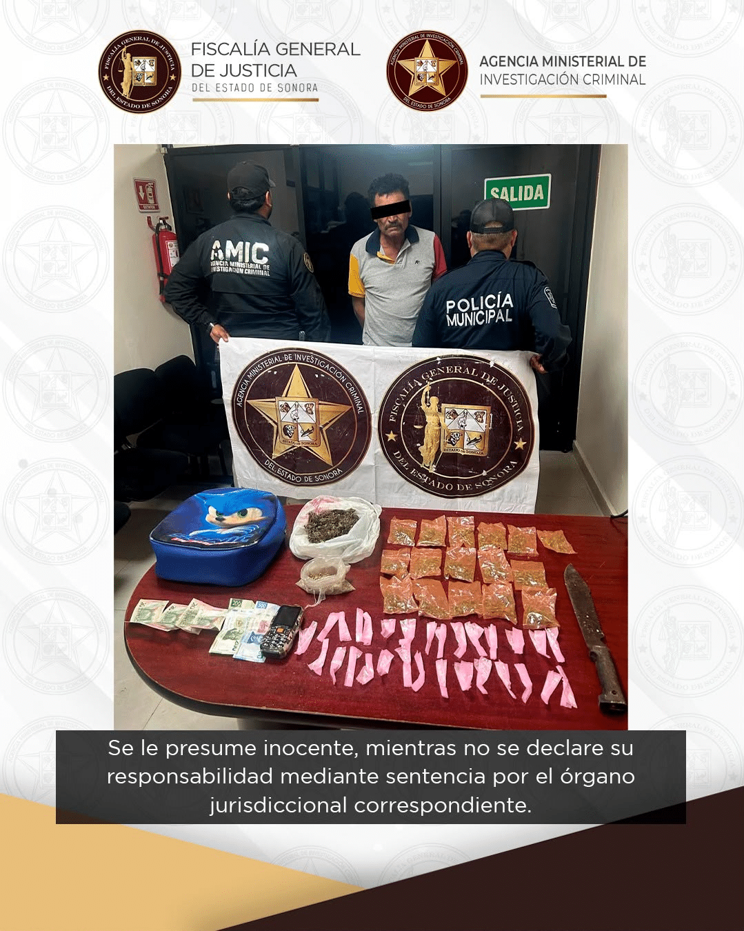 Reporte ciudadano deriva en detención de hombre con 45 envoltorios de narcótico en Ímuris: FGJES