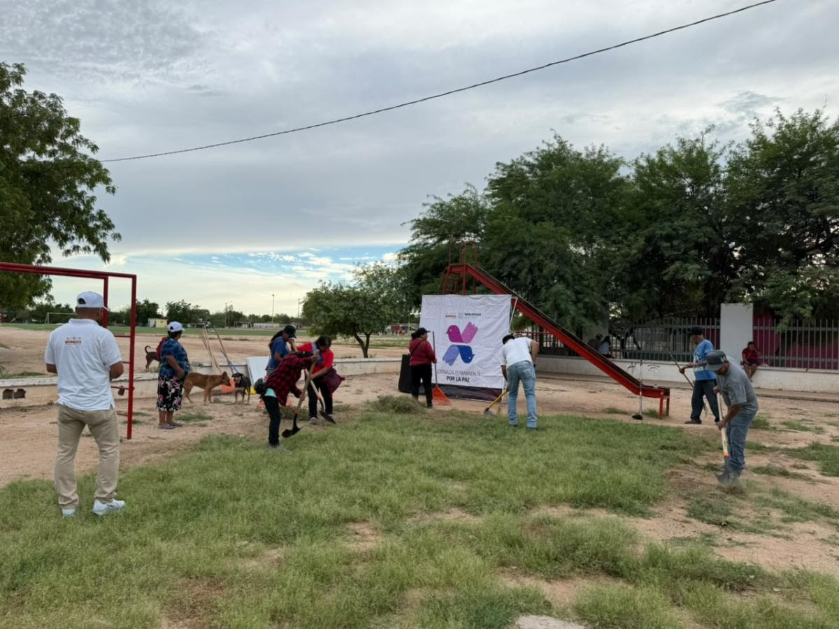 Recuperan SSPC Sonora y Mujeres Constructoras Paz espacios públicos en Estación Pesqueira